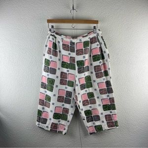 Vintage l 50s L MCM Atomic Novelty Barkcloth High Rise Capri Petal Pushers Pants